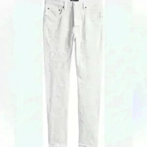 RAG +BONE TATTERED & PATCHED WHITE SKINNY JEAN SIZE 25
